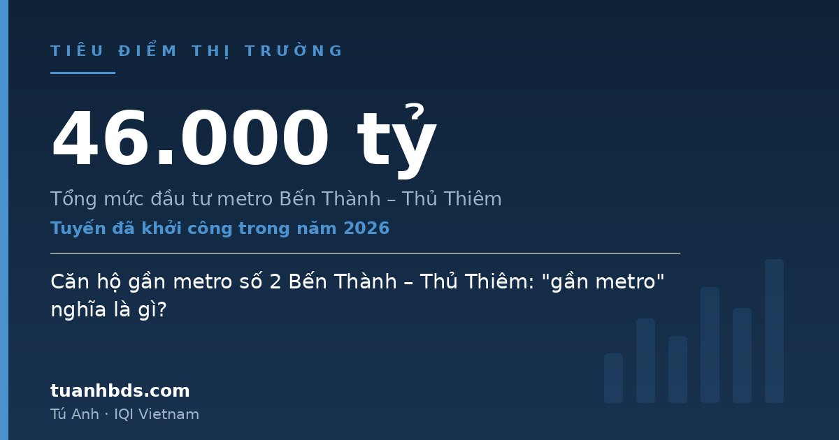 Căn hộ gần metro số 2 Bến Thành – Thủ Thiêm: "gần metro" nghĩa là gì?