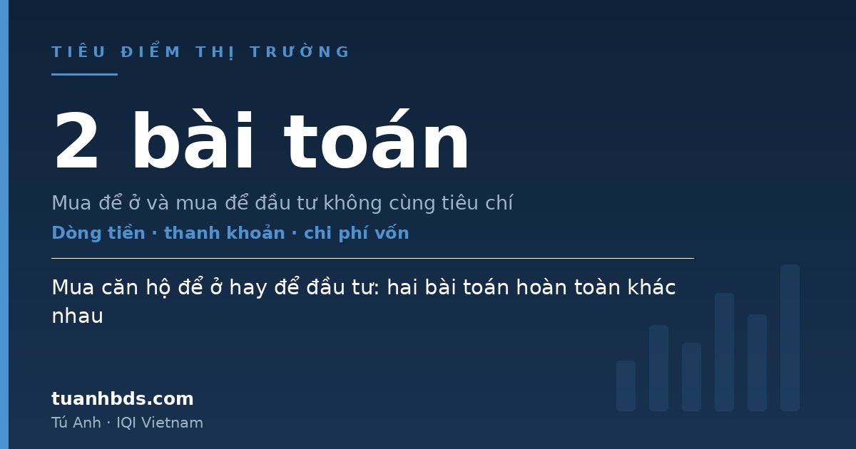 Mua căn hộ để ở hay để đầu tư: hai bài toán hoàn toàn khác nhau