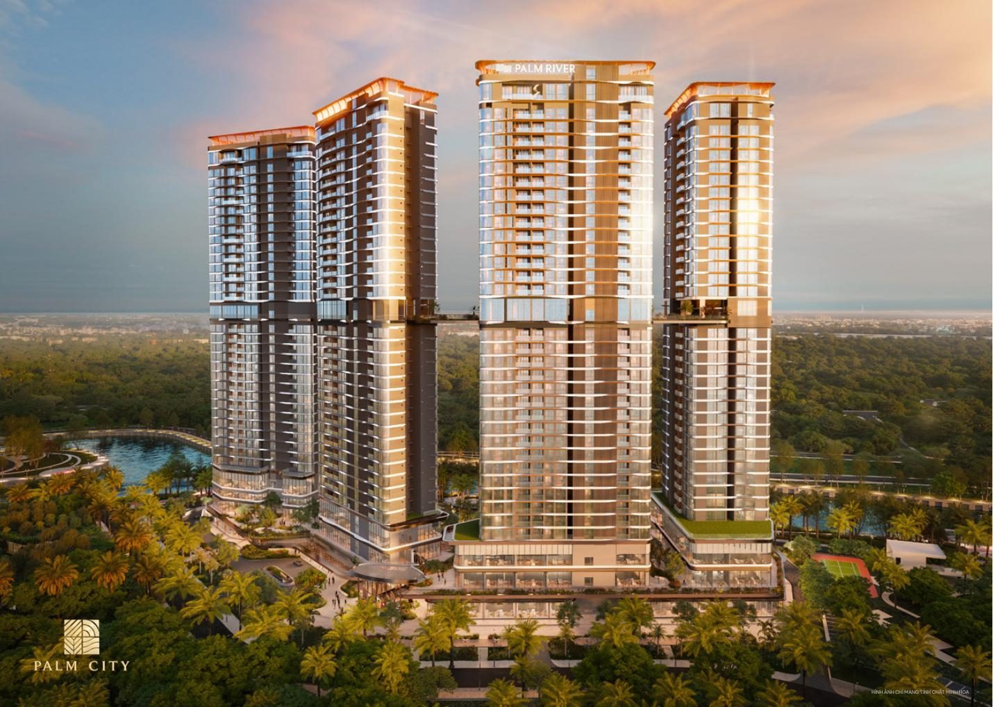 Cụm tháp Palm River nhìn từ nội khu – Palm River