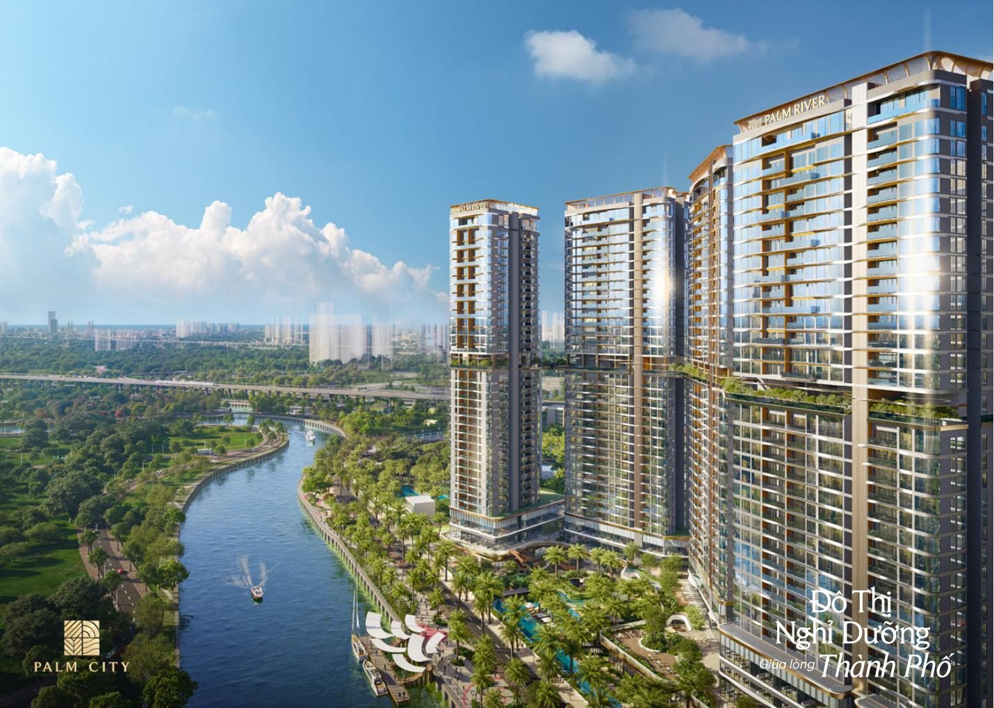 Dãy tháp nhìn dọc theo sông – Palm River