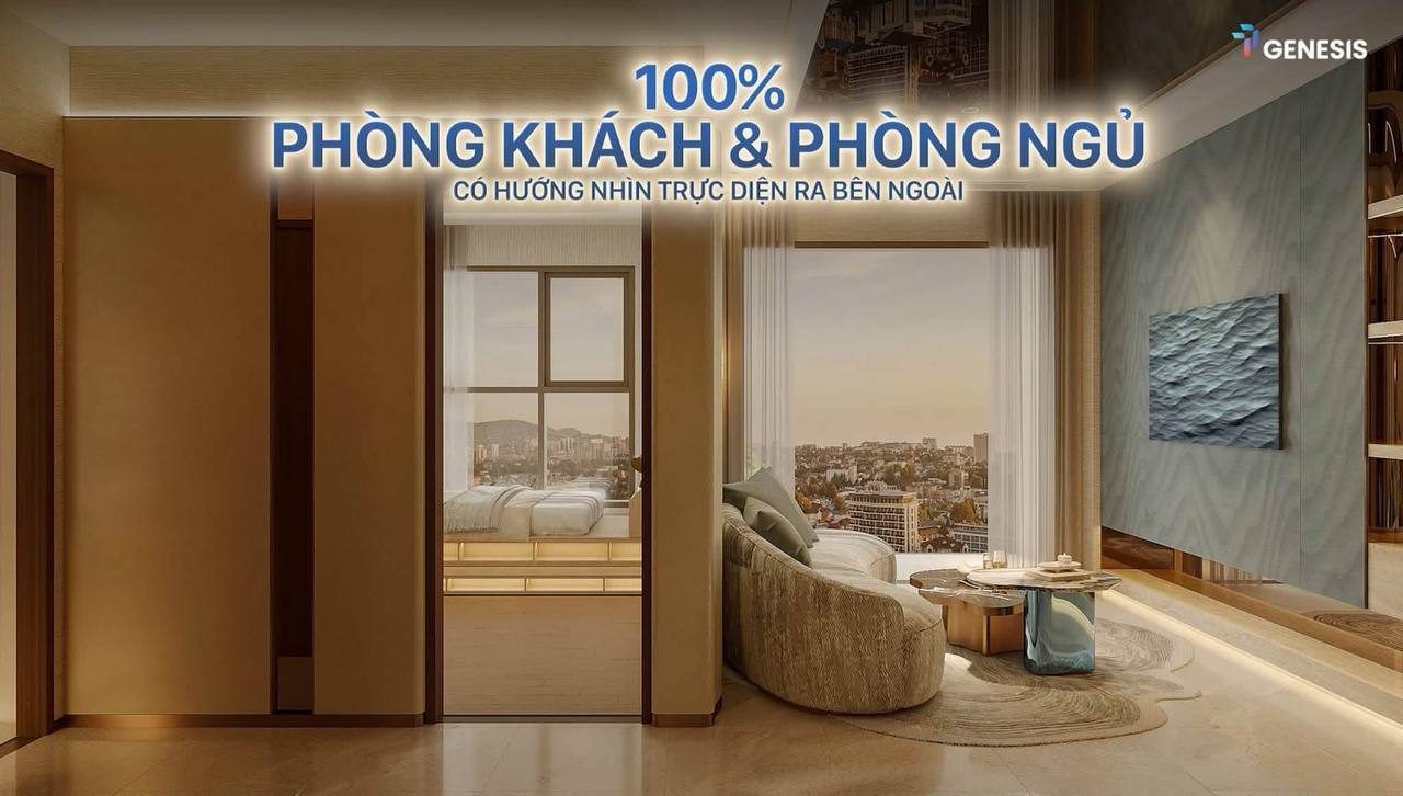 Phòng khách và phòng ngủ nhìn ra ngoài – TT Genesis