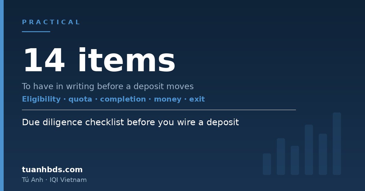 Due diligence checklist before you wire a deposit